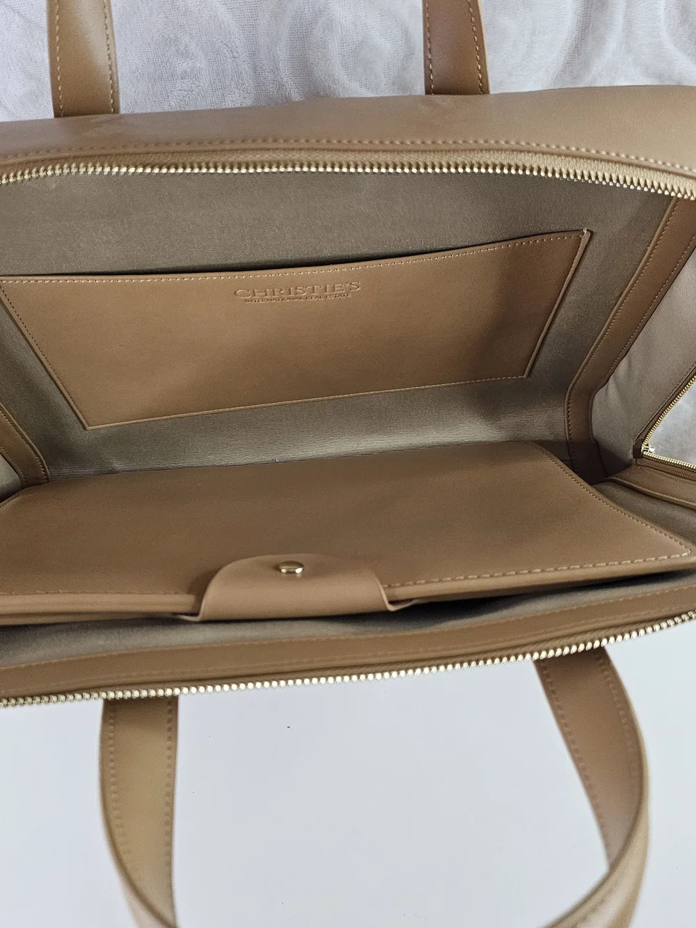 Tan Leather Top-Handle Briefcase
